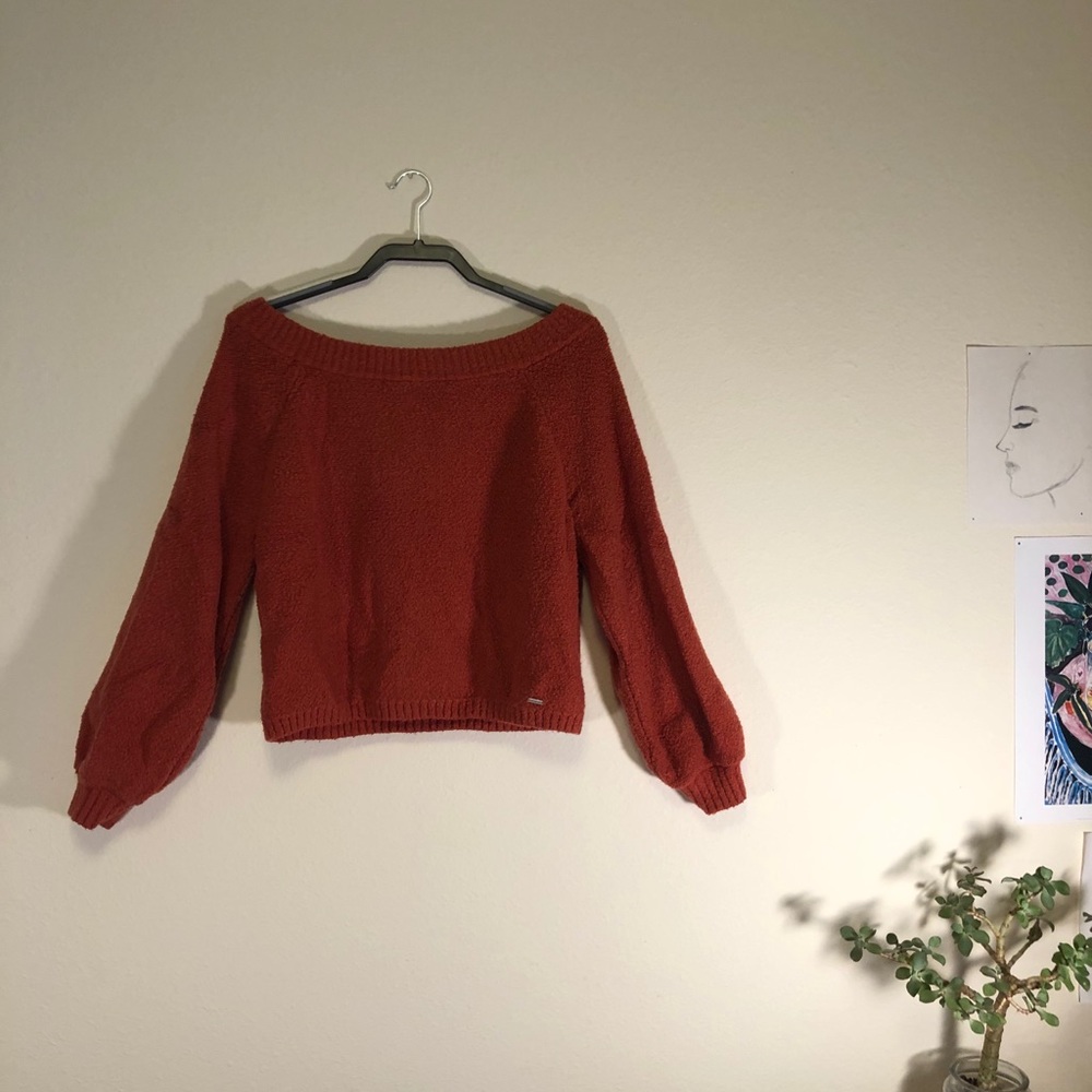 NWOT Red/Orange off the shoulder sweater